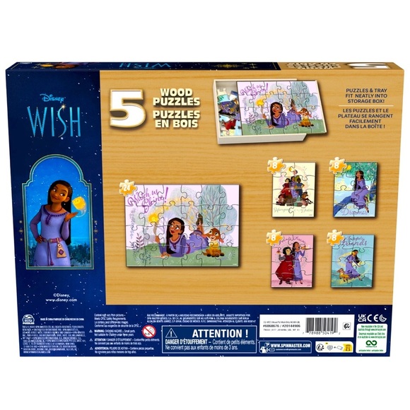 Disney Wish, 5 Wood Jigsaw Puzzle Bundle 24-Piece 8-Piece in Storage Box - Picture 4 of 4